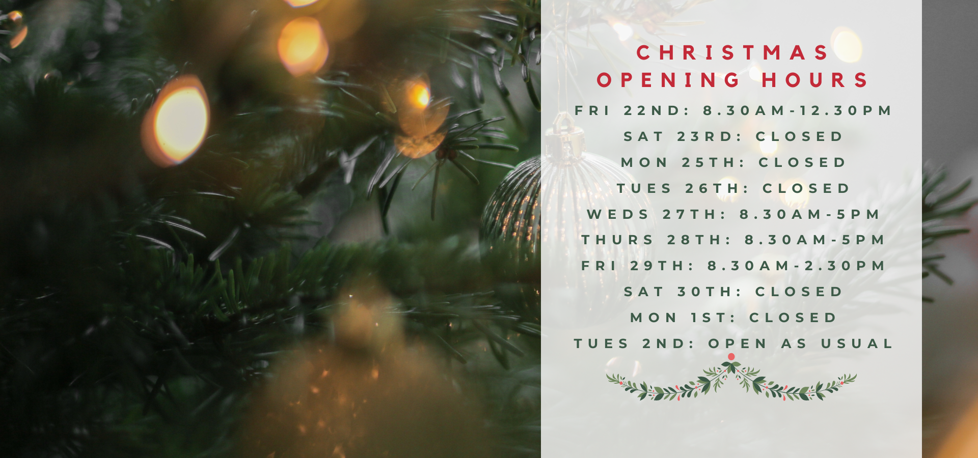 2023 opening hours